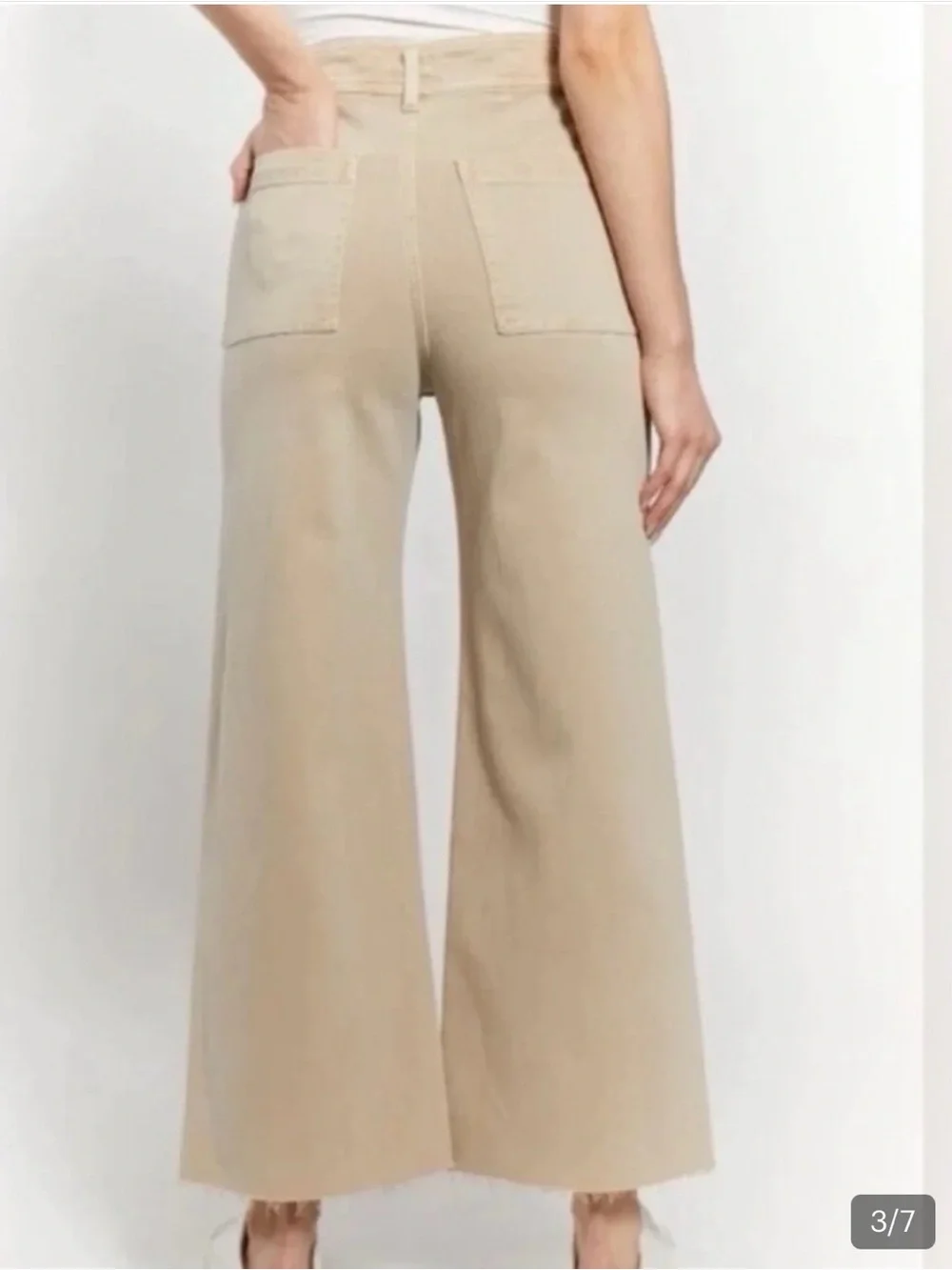 Oat New York High-Rise Wide Leg Ankle Jeans in Beige size 28. Like new.
